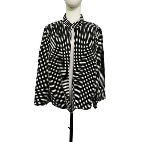 Josephine Black White Dot Print Collared Crop Jacket Size 12 EUC - Picture 1 of 9